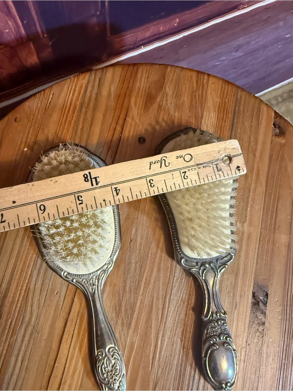 Ornate Silver-Tone Decorative Hairbrush Set Classic Victorian Towle